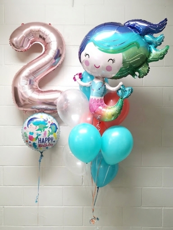 Happy Mermaid Pick an Age Backdrop Balloon Bouquet