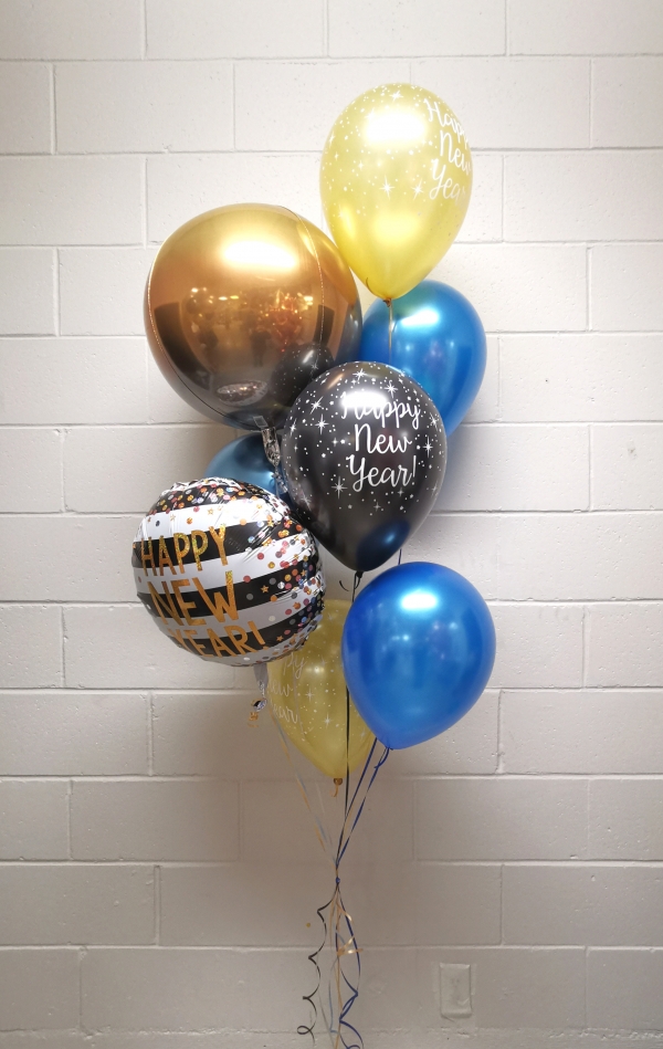 Happy New Year In Blue Balloon Bouquet