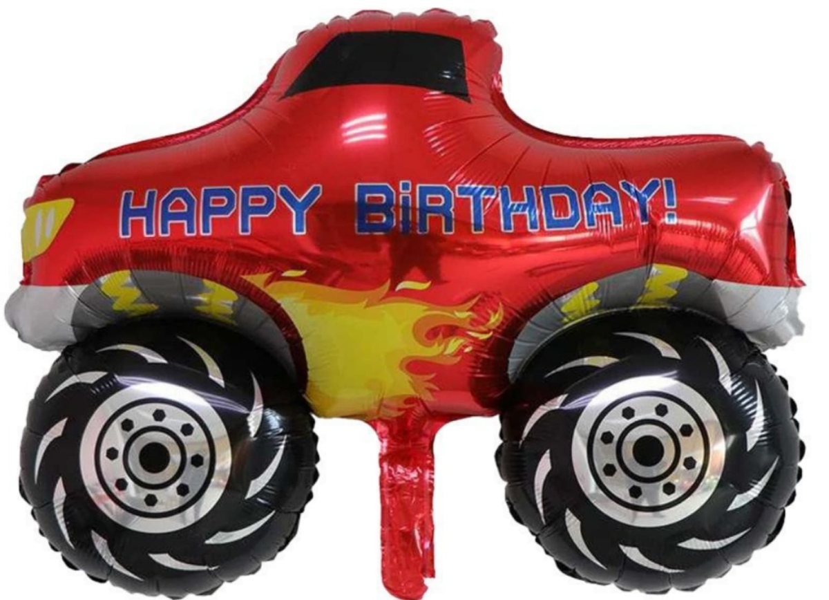 Happy Birthday Red Monster Truck Balloon