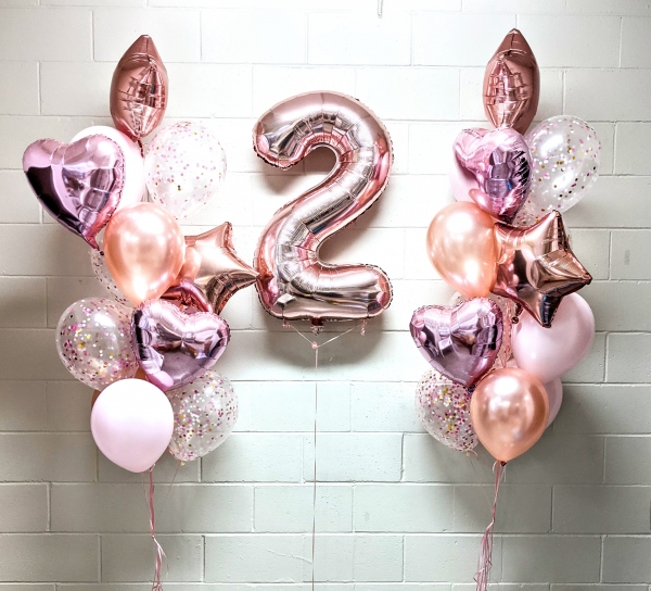 Hearts and Stars Rose Gold and Pink Attack Balloon Set 