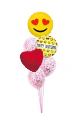 Hearts Emoji Birthday Confetti Balloon Bouquet