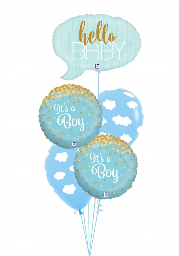 Hello baby confetti with clouds bouquet