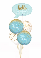 Hello baby confetti with gold confetti Bouquet