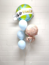 Hello World Baby Boy Balloon Bouquet