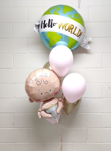 Hello World Baby Girl Balloon Bouquet