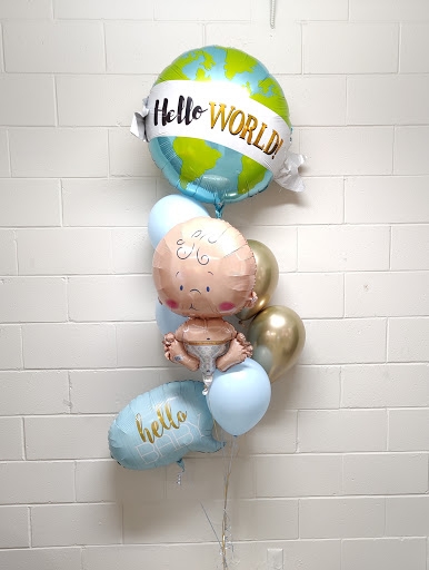 Hello World Hello Baby Boy Balloon Bouquet