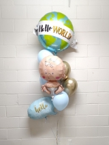 Hello World Hello Baby Boy Balloon Bouquet