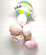 Hello World Hello Baby Girl Balloon Bouquet