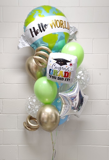 Hello World with Stars Congrats Grad Balloon Bouquet