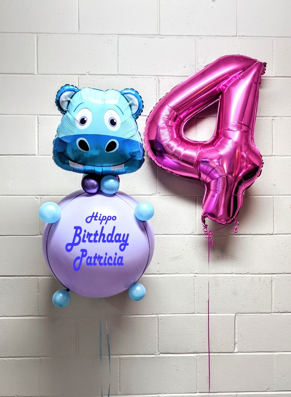 Hippo Birthday To You Custom Balloon	Pick An Age