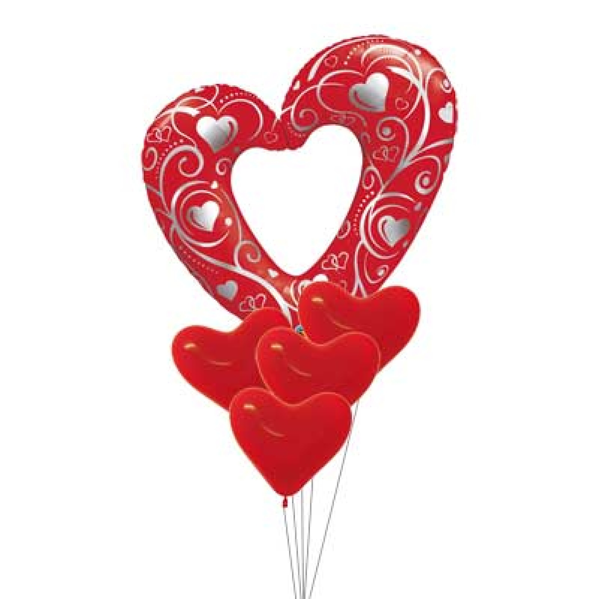 Hollow Red Heart Balloon Bouquet of 5