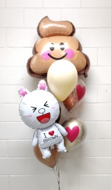 I Love Brown Poo Emoji Hearts Balloon Bouquet