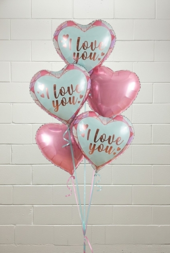 I Love You 3x As Much Heart Balloon Bouquet Latex-Free