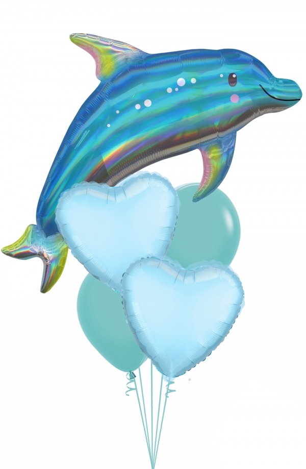 Iridescent Dolphin with Hearts bouquet