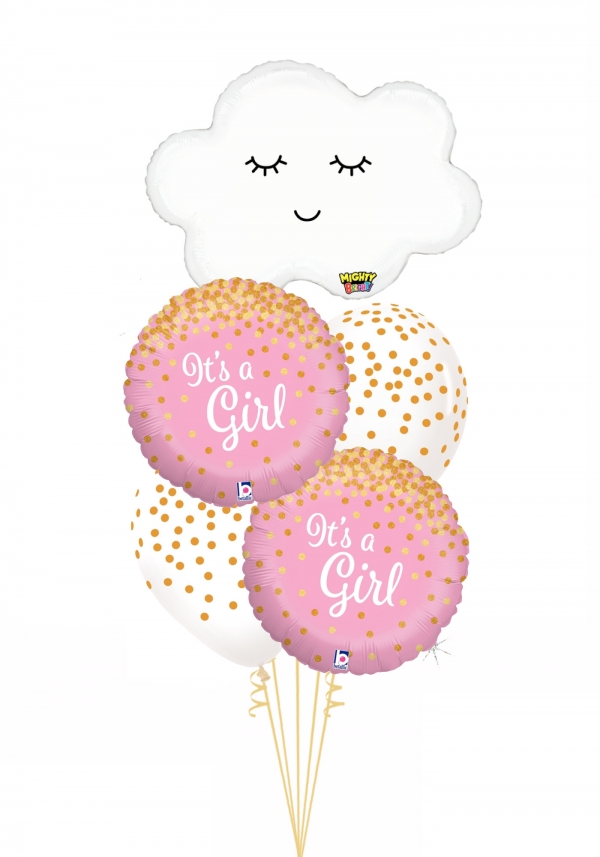 It's a girl cloud and confetti balloons bouquet