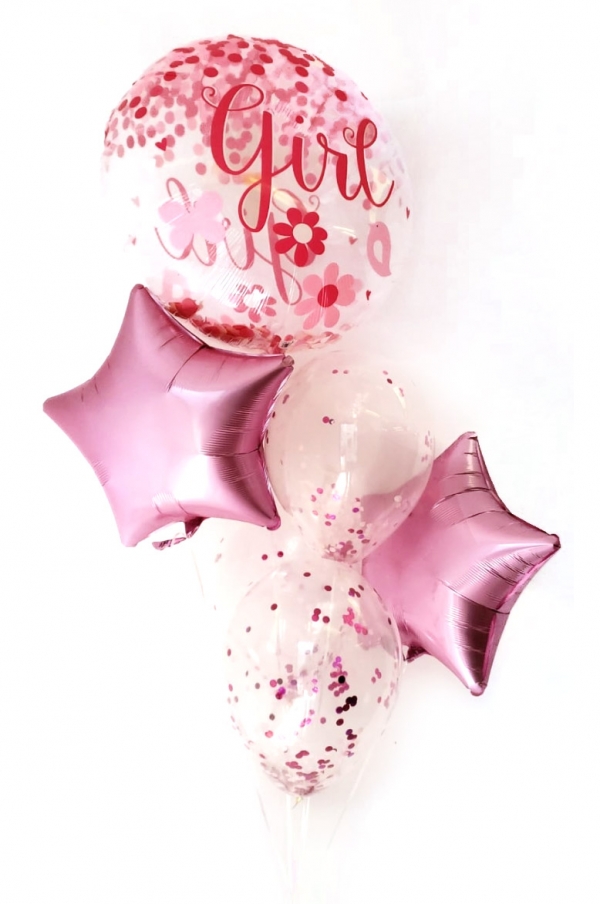 Its a Girl Confetti and stars Balloon Bouquet