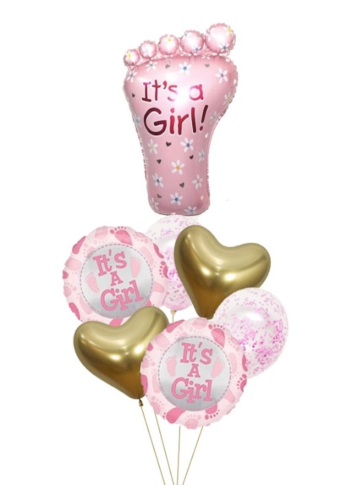 Its a Girl Sweet Footprint Balloon Bouquet 