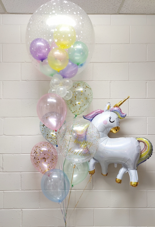 Jewel Pastel Star Unicorn Birthday Confetti Balloon Bouquet