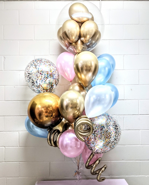 Jewel Pink & Blue & Champagne Balloon Bouquet