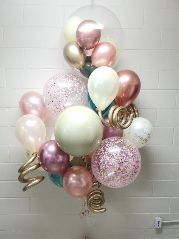 Jewel Sage Cream Pink & Rose gold Birthday Balloon Bouquet HG