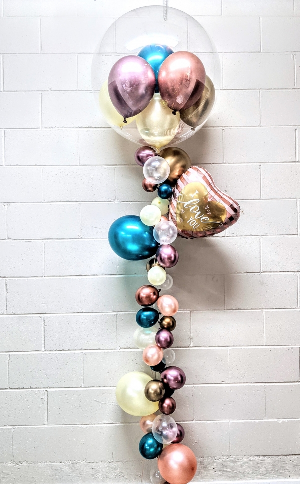 Jewel Sage Cream Pink & Rose Gold Bubble Strand & Heart