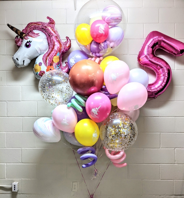 Jewel Unicorn Pick An age Birthday Balloon Bouquet HG