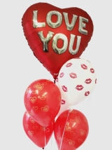 Jumbo Love You Heart bouquet with kisses