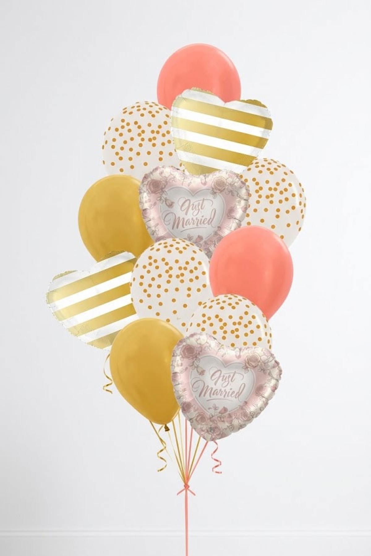 Just Married Something Stripey Rose Gold Balloon Bouquet 
