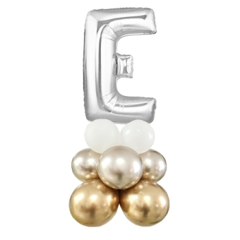 Letter E Balloon 55inch Standup Silver