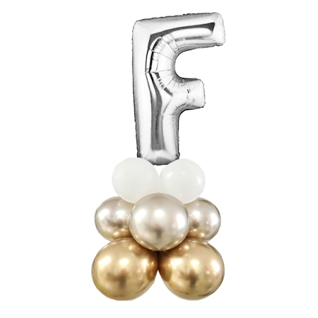 Letter F Balloon 55inch Standup Silver