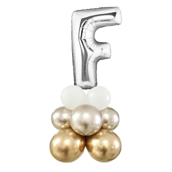 Letter F Balloon 55inch Standup Silver
