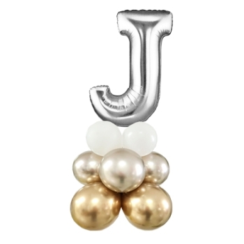 Letter J Balloon 55inch Standup Silver