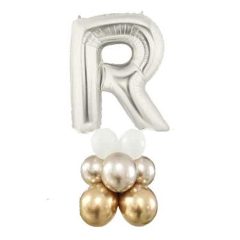 Letter R Balloon 55inch Standup Silver