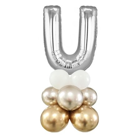 Letter U Balloon 55inch Standup Silver