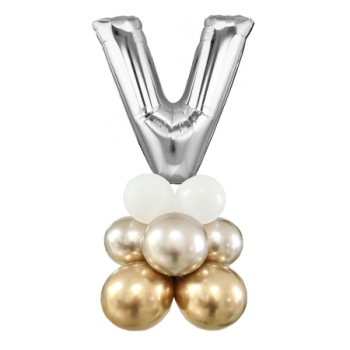 Letter V Balloon 55inch Standup Silver