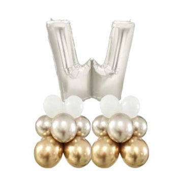Letter W Balloon 55inch Standup Silver