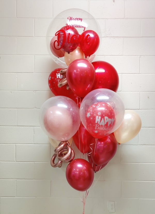 Lipstick Red Birthday Bubble Balloon Bouquet