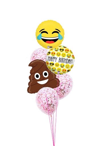 LOL with Poo Emoji Birthday Confetti Balloon Bouquet 