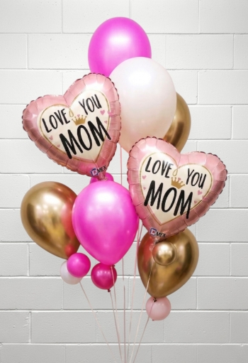 Love you Mom Pink Accent Balloon Bouquet