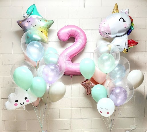 Magical Wonderland Unicorn & Cloud Balloon Bouquet Number Set