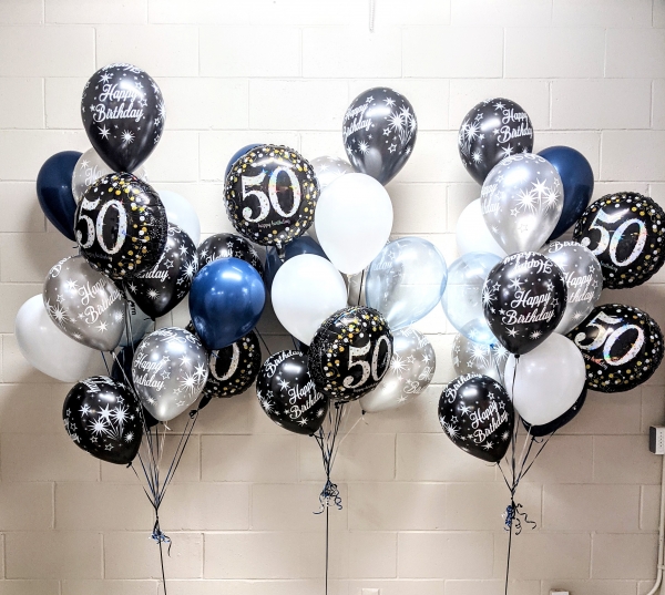 Manly Birthday Bouquet Set in Silver Black & Navy	