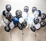 Manly Birthday Bouquet Set in Silver Black & Navy	
