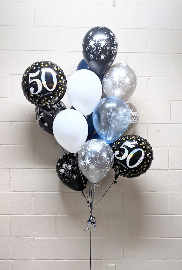 Manly Birthday In Silver Black & Navy Bouquet