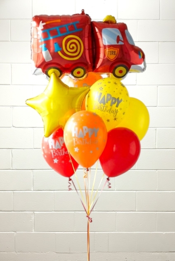 Master Fire Truck with Stars Birthday Balloon Bouquet