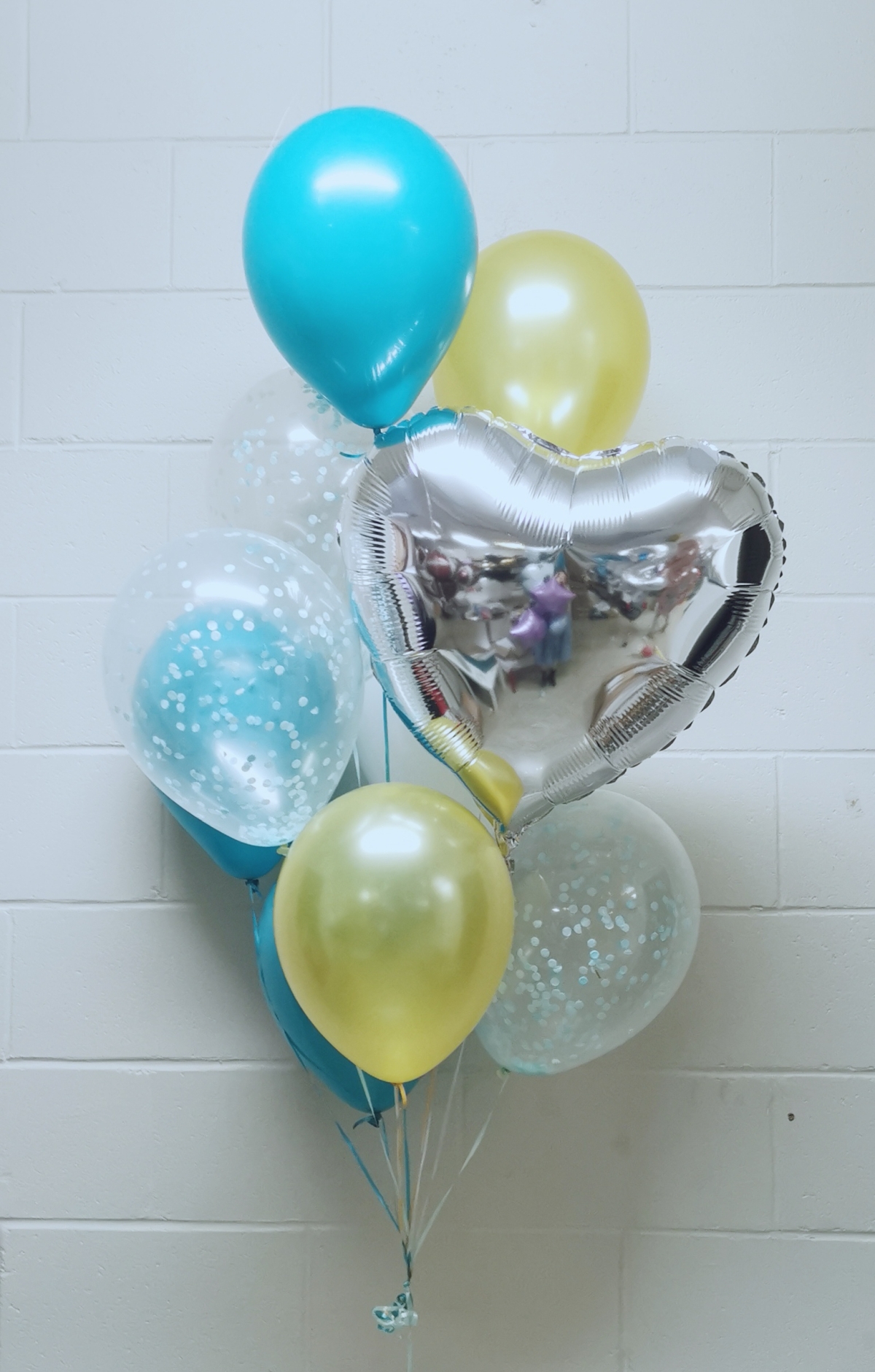 Metallic And Chrome Love Teal and White Confetti Bouquet