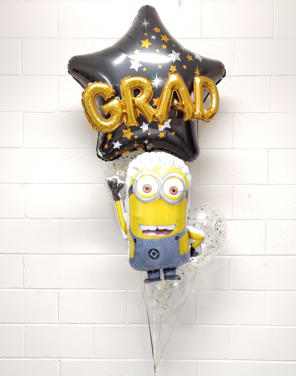 Minion Grad Confetti Balloon Bouquet
