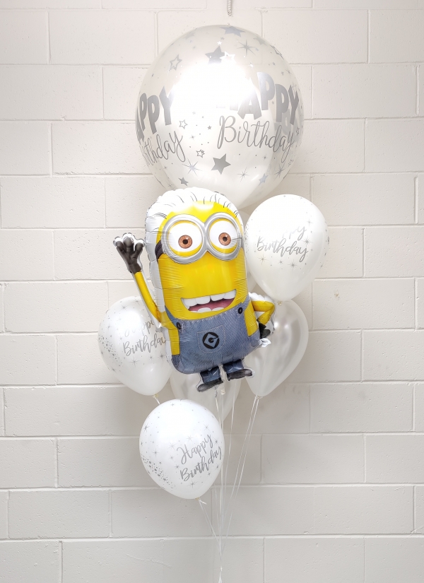Minion White Party Jewel Balloon Bouquet