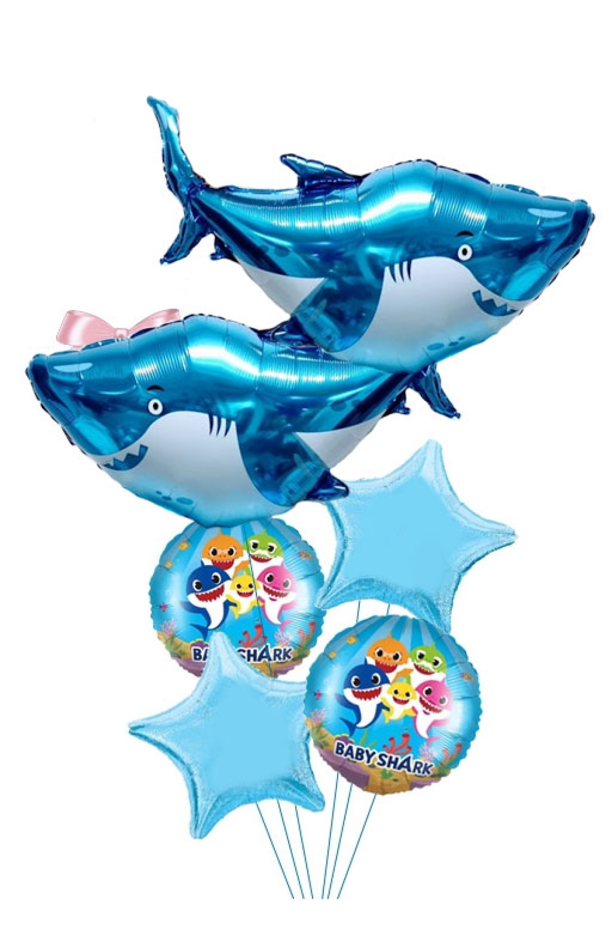 Momma and Poppa Birthday Baby Shark Bouquet Blue