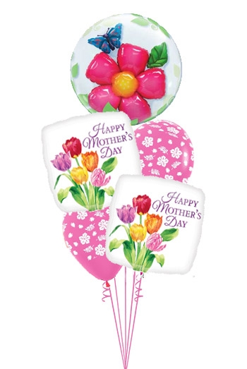 Mother's day balloon bouquet with bubble and tulips