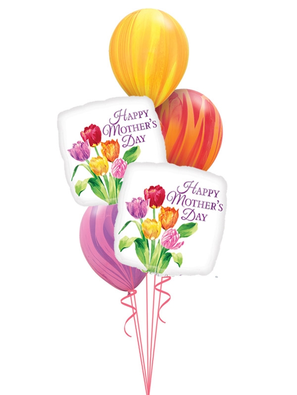Mother's Day Bouquet Tulips and Agate Balloons